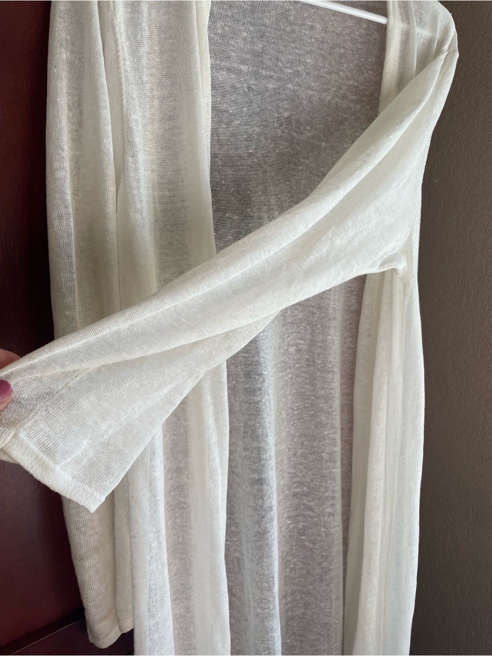 Eileen Fisher Organic Linen Lightweight Duster Cardigan in Ivory Retail $338 - Picture 9 of 14